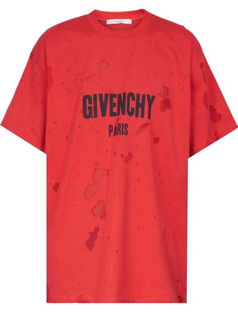 givenchy red distressed t shirt|Givenchy t shirt men price.